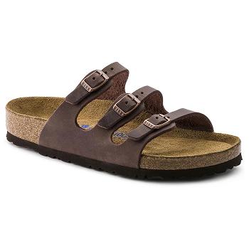 Birkenstock Soft Footbed Oiled Læder Florida Dame Brune | DK 459CTV